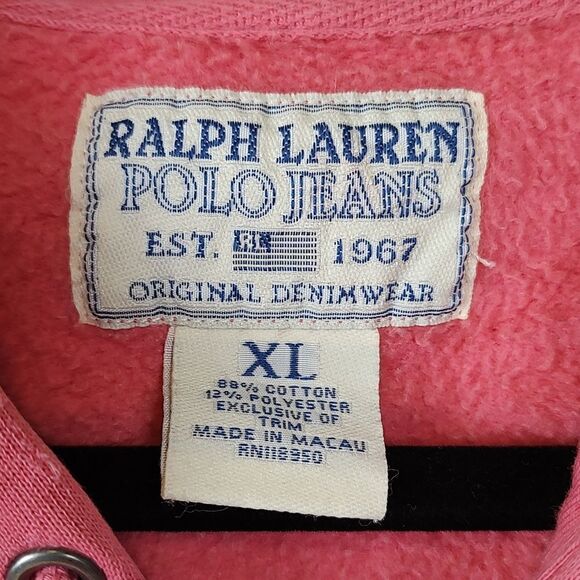 Ralph Lauren Polo Jeans Original Denimwear Zip Front Hooded Sweatshirt Vintage - Picture 2 of 12